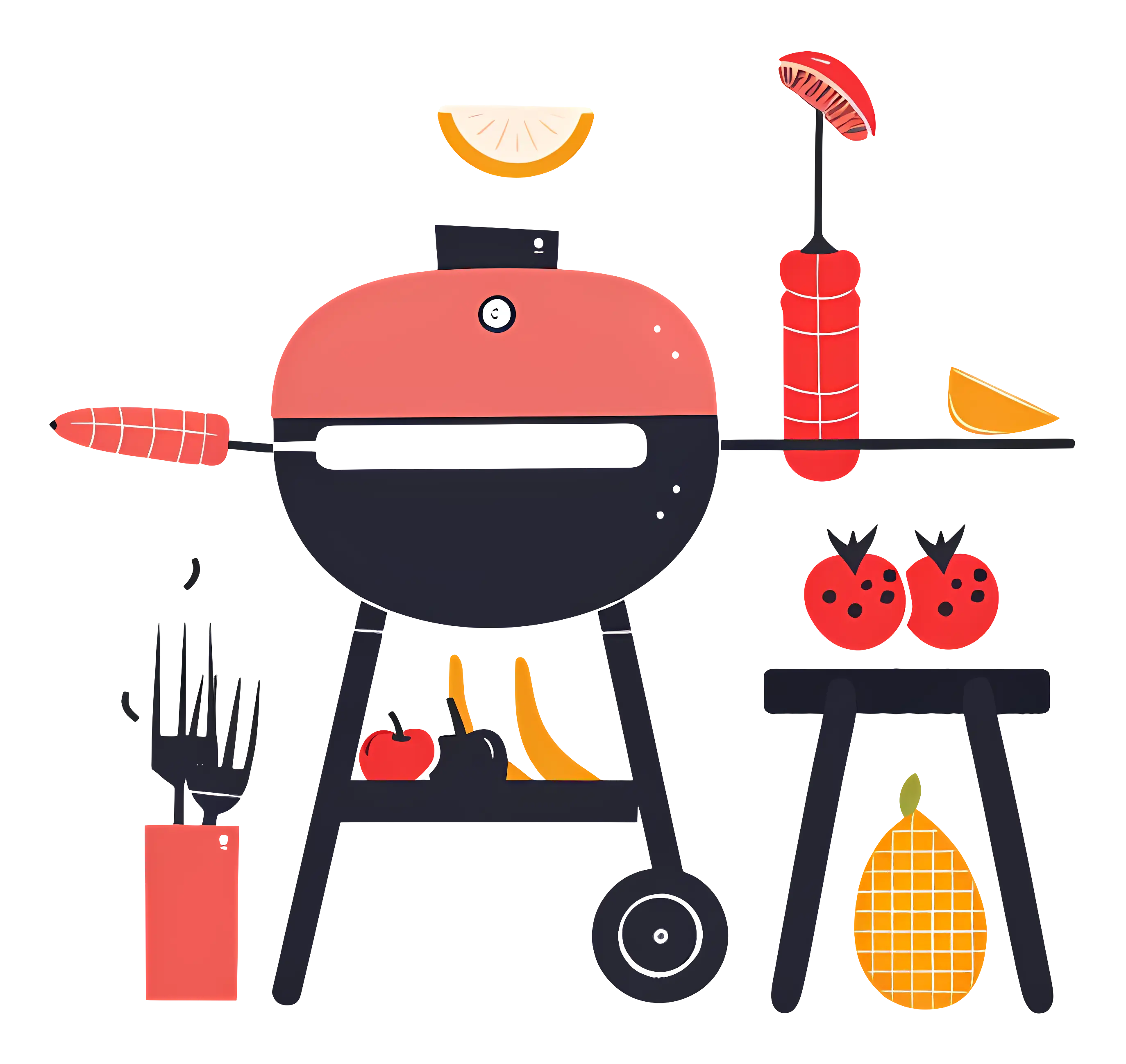 Barbecue Grill with Food