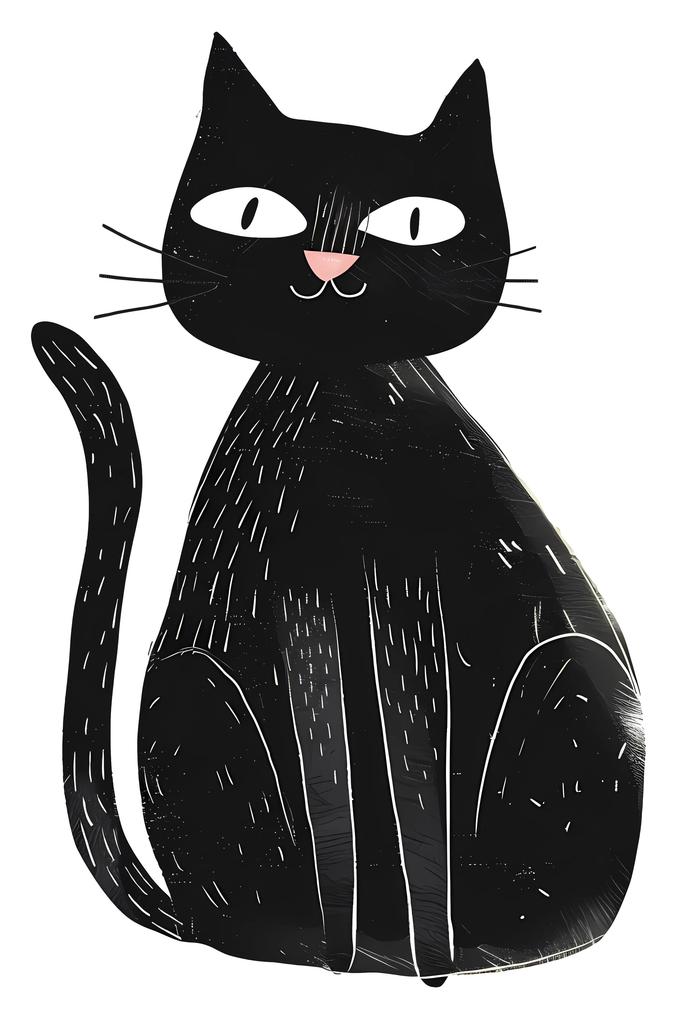 Black Cat Illustration in a Cartoon Style