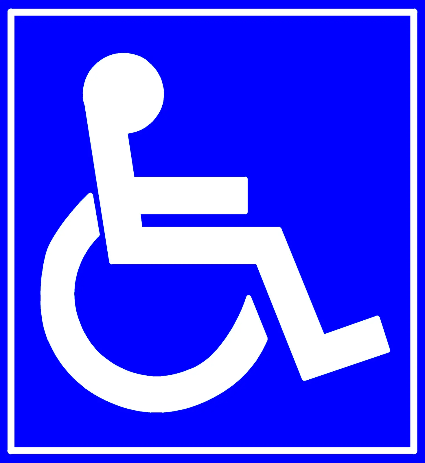 Wheelchair Accessibility Sign on Blue Background