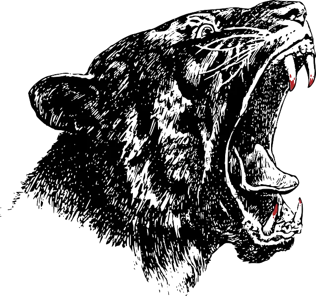 Roaring Panther Illustration in Detailed Style