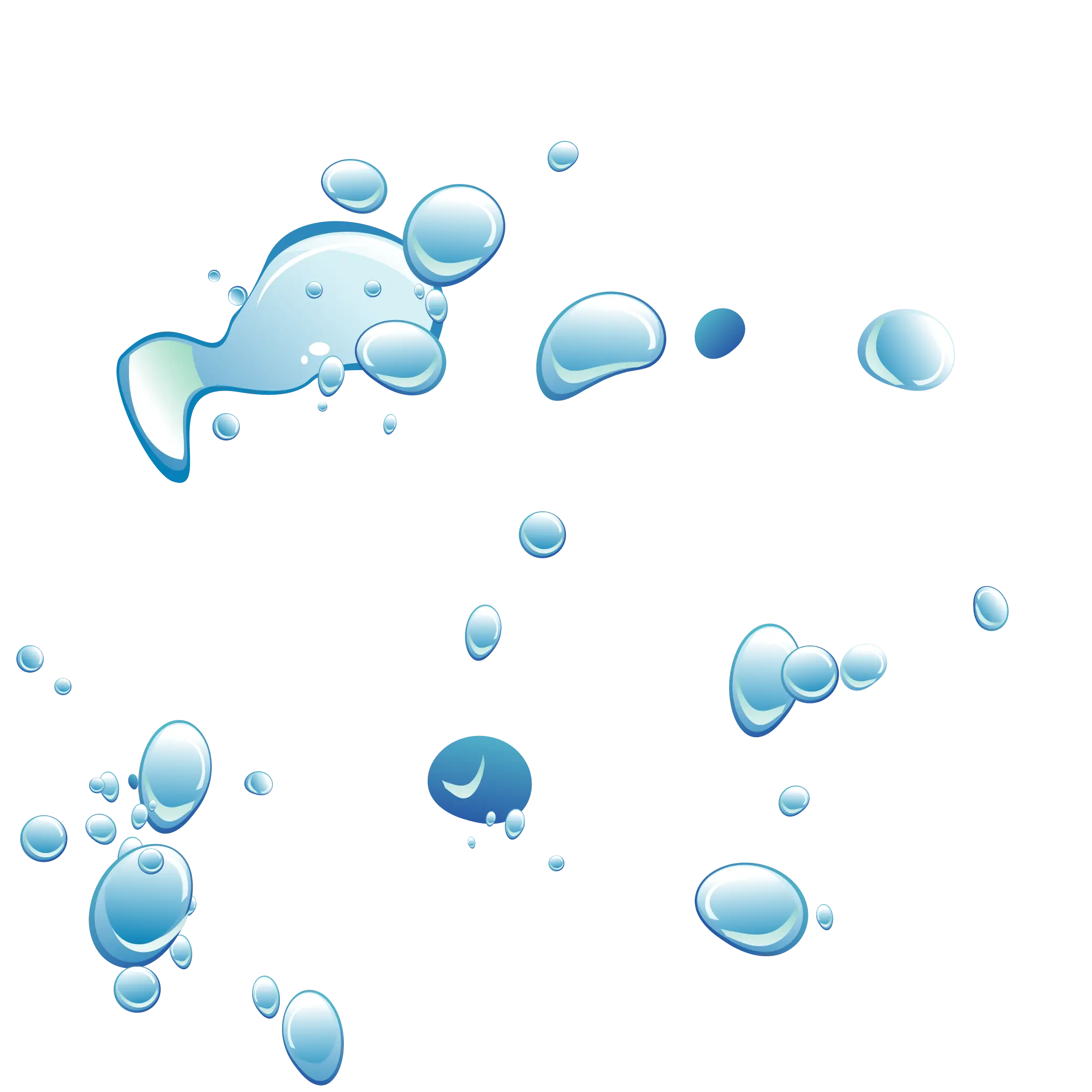 Blue Water Bubbles in Transparent Style