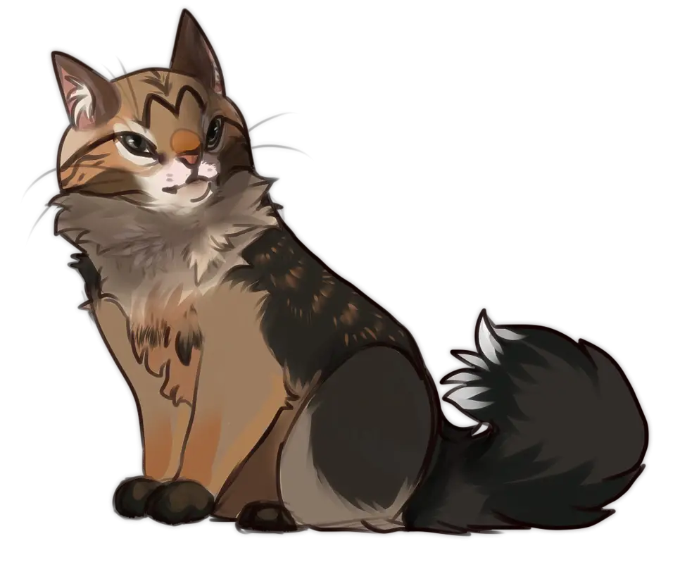 Fluffy Brown Cat Drawing in Stylized Design