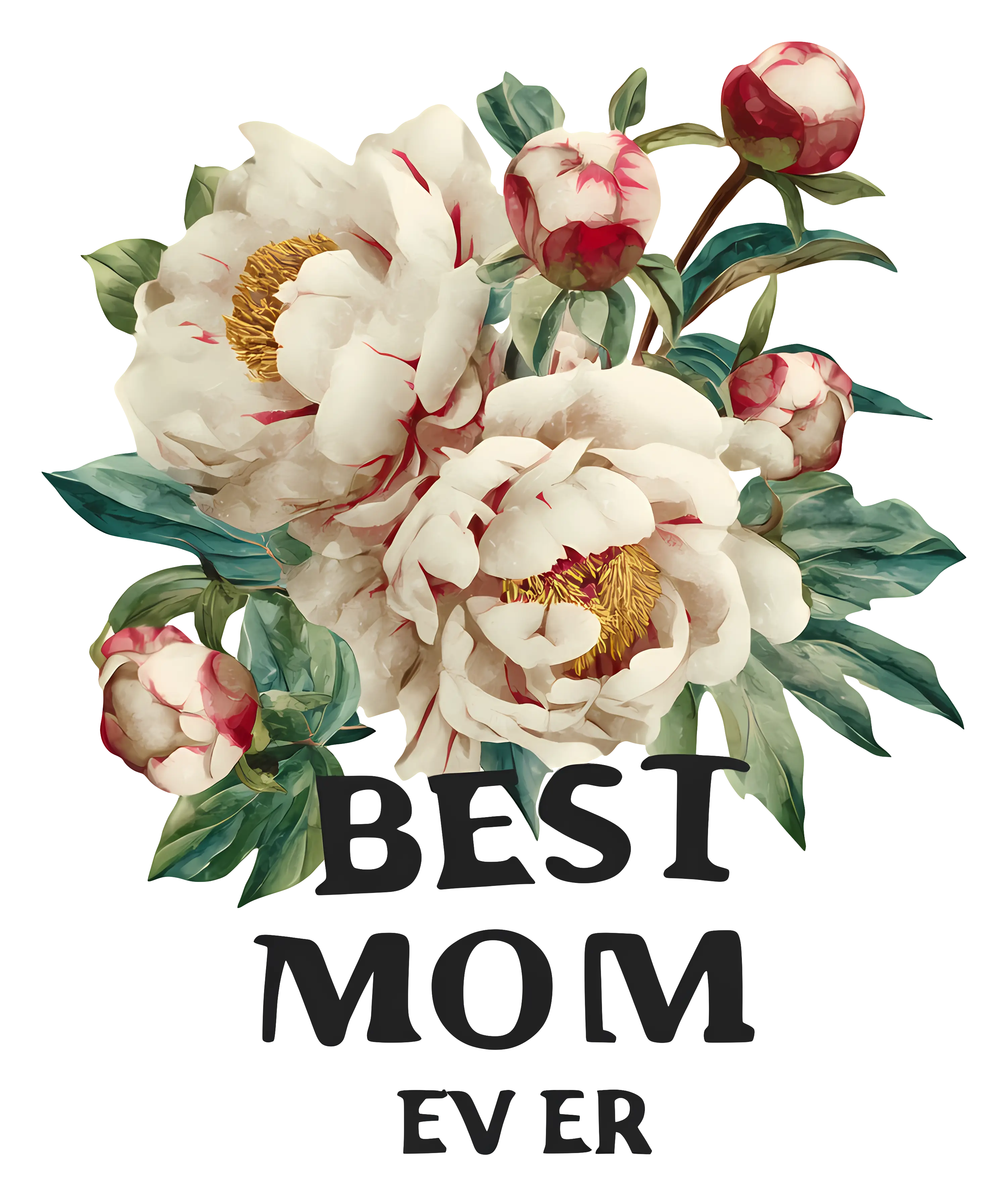 Best Mom Ever Floral Text Art