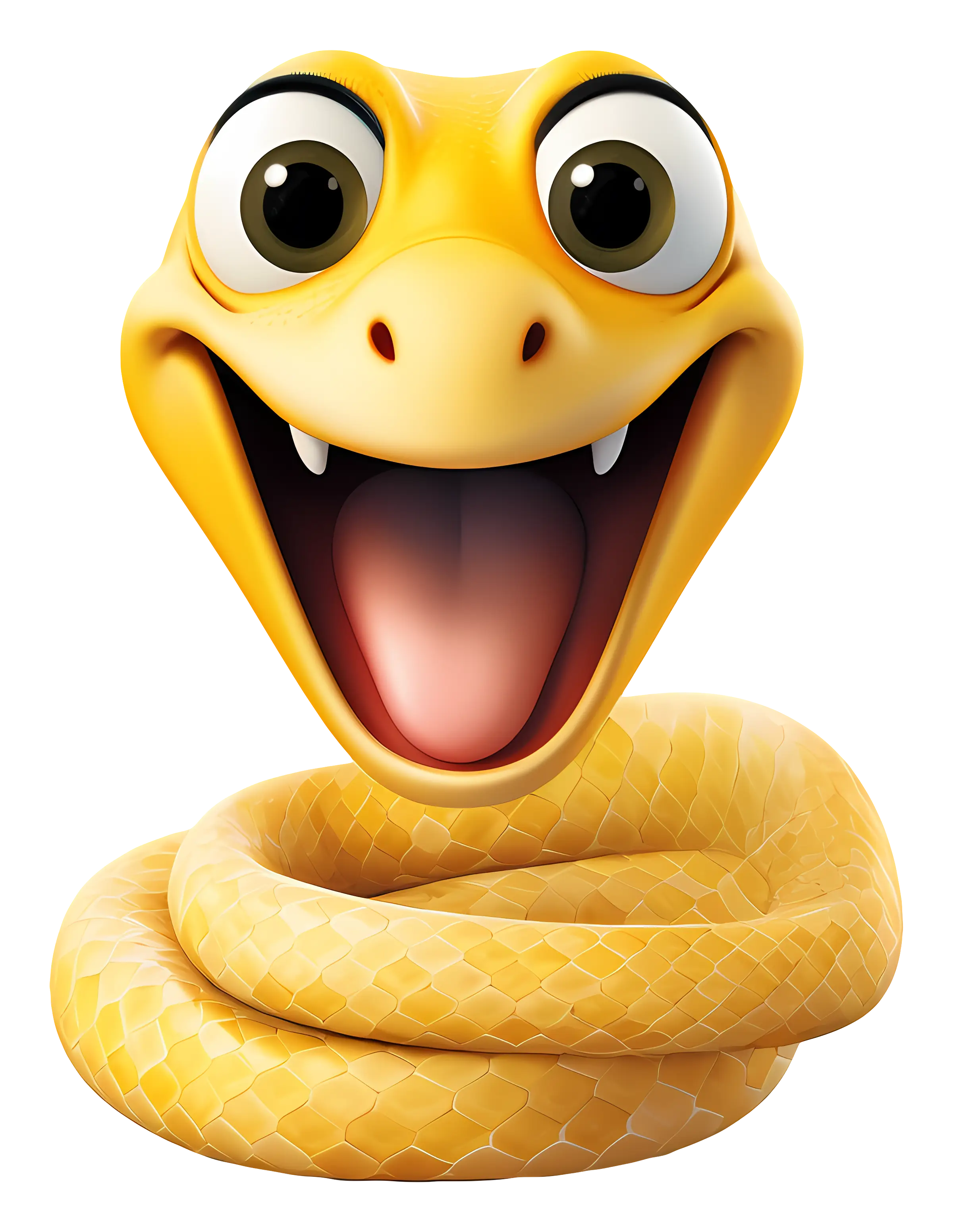 Cheerful Yellow Cartoon Snake