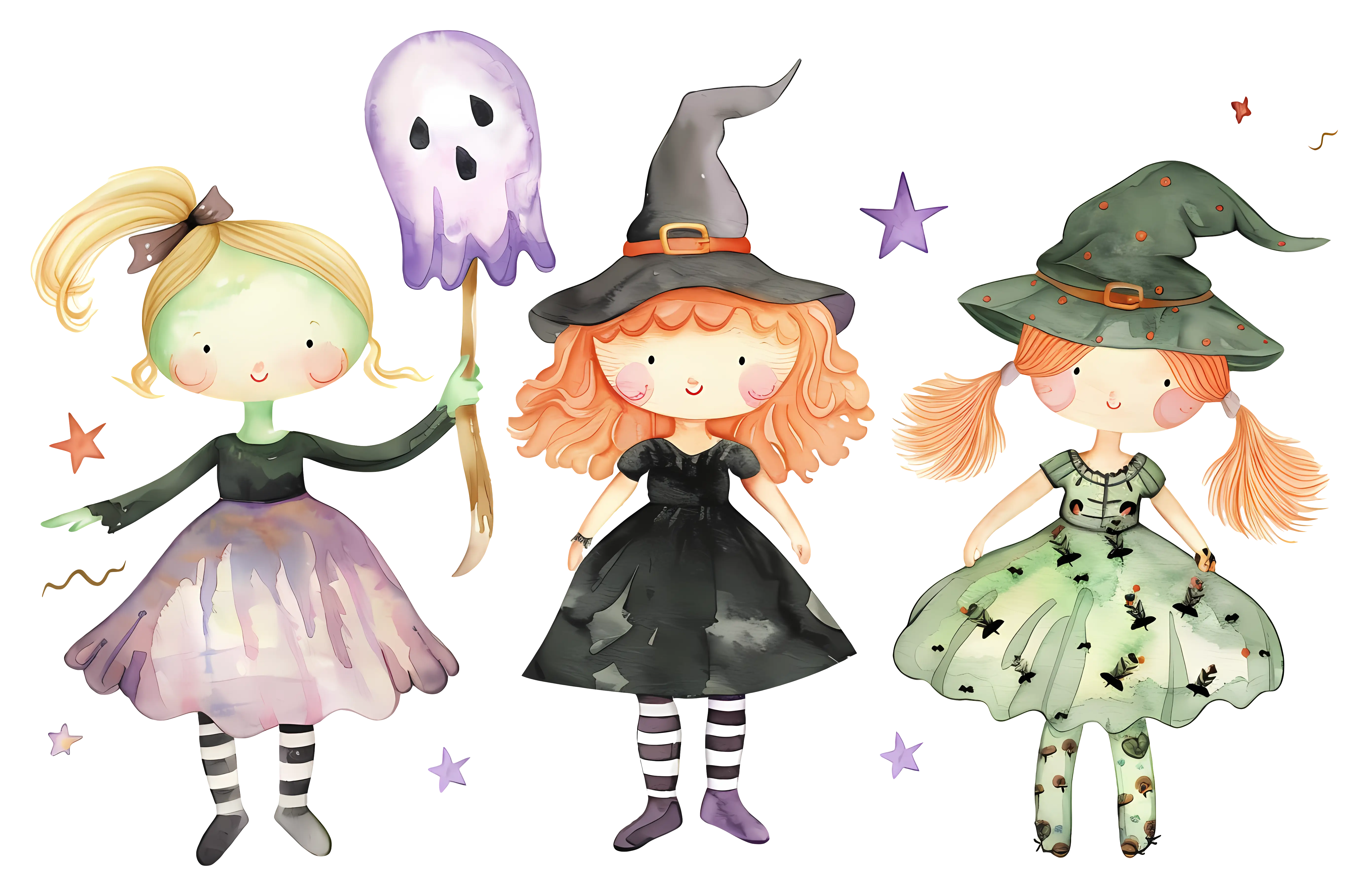 Cute Cartoon Witches for Halloween