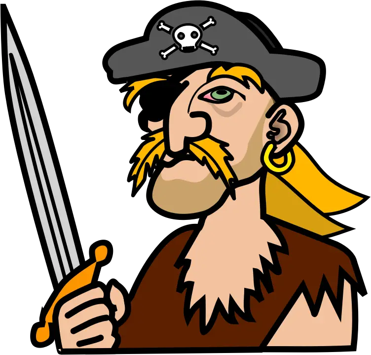 Cartoon Pirate Holding a Sword