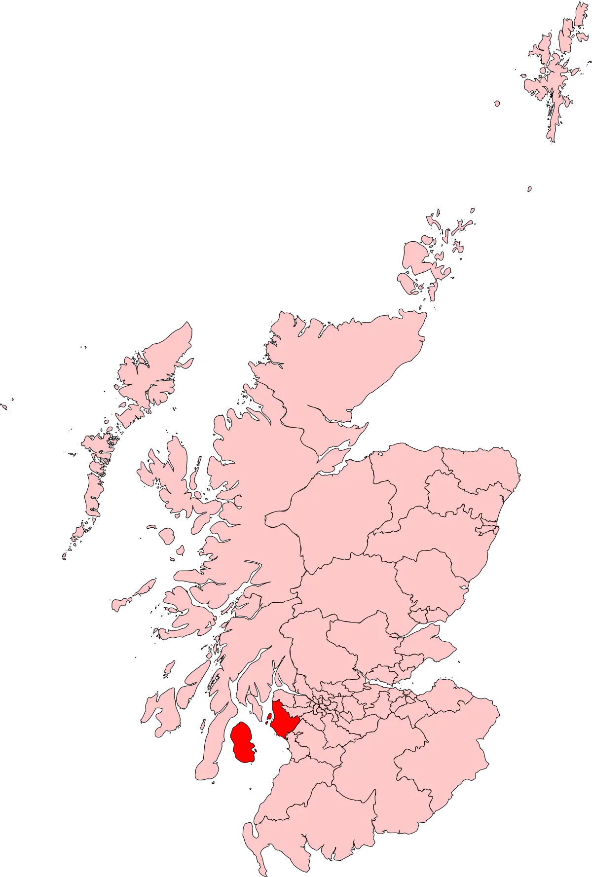 Pink Map of Scotland with Highlighted Areas