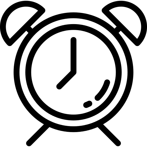 Black Outline Alarm Clock Icon