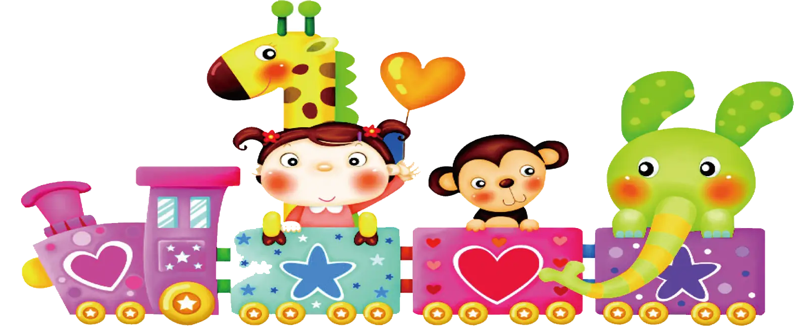 Playful Children&#039;s Animal Train Illustration