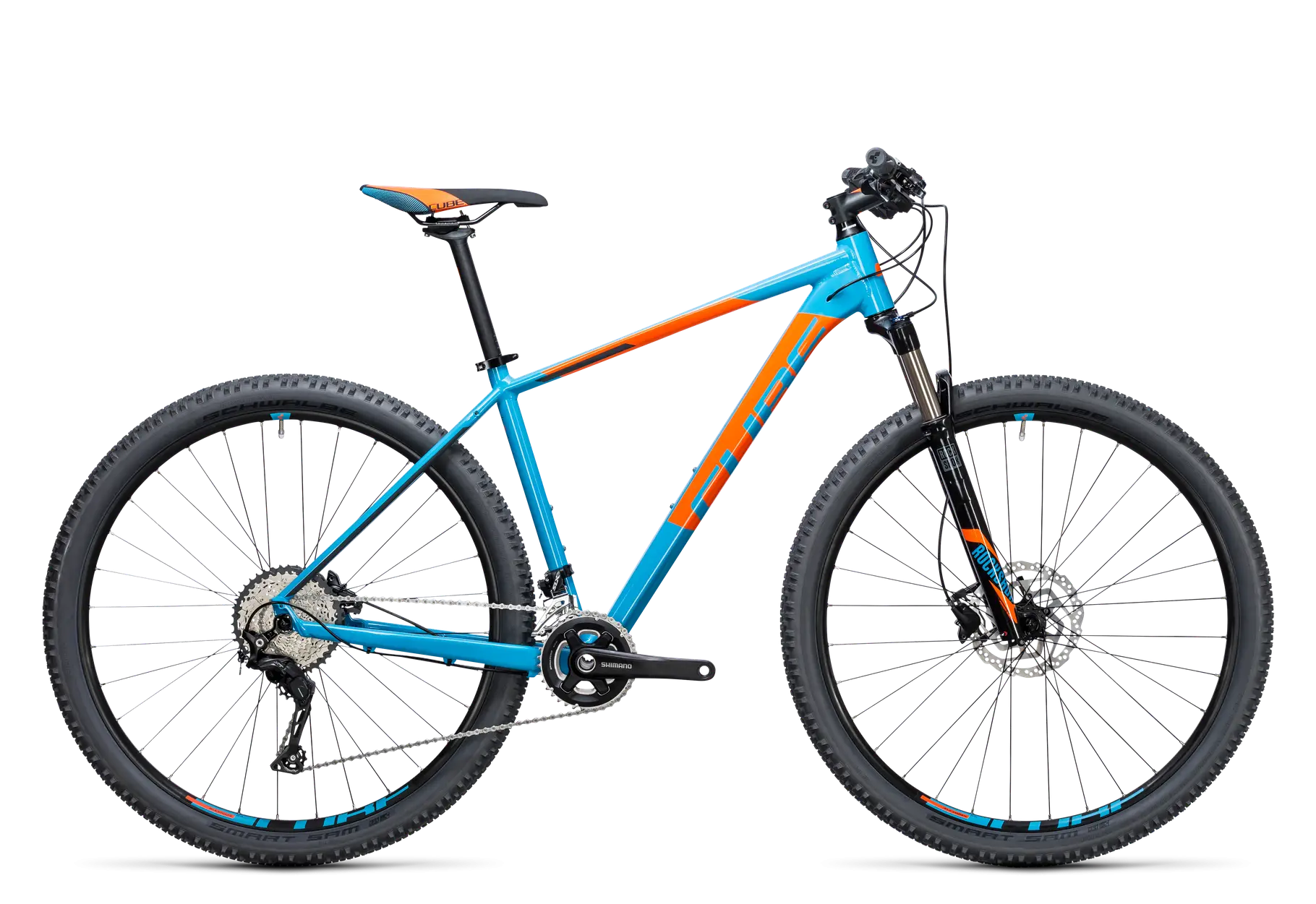 Blue and Orange Mountain Bike