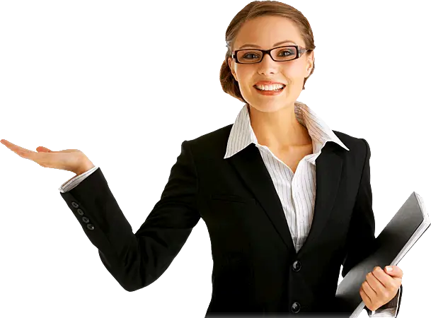 Businesswoman in a Formal Presentation Pose
