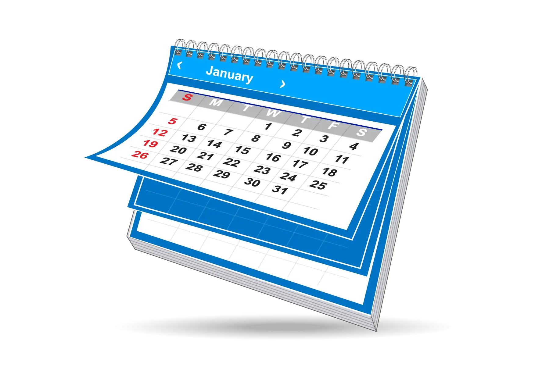 Blue Desk Calendar for January