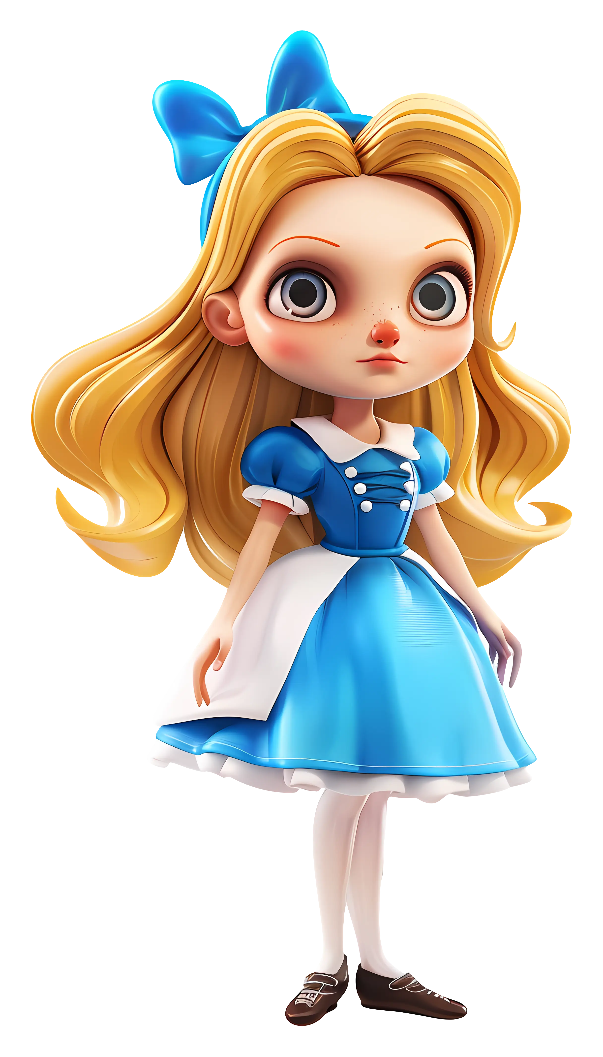 Cartoon Girl Character in Blue Dress