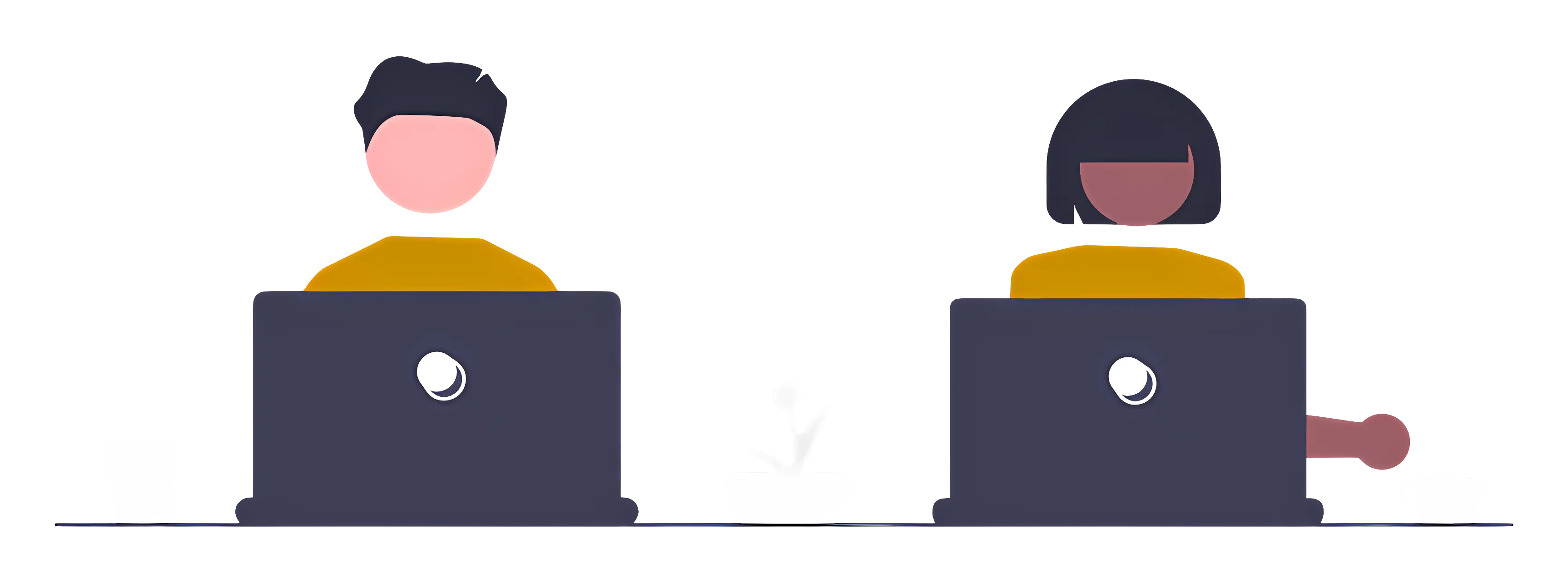Two People Working on Laptops