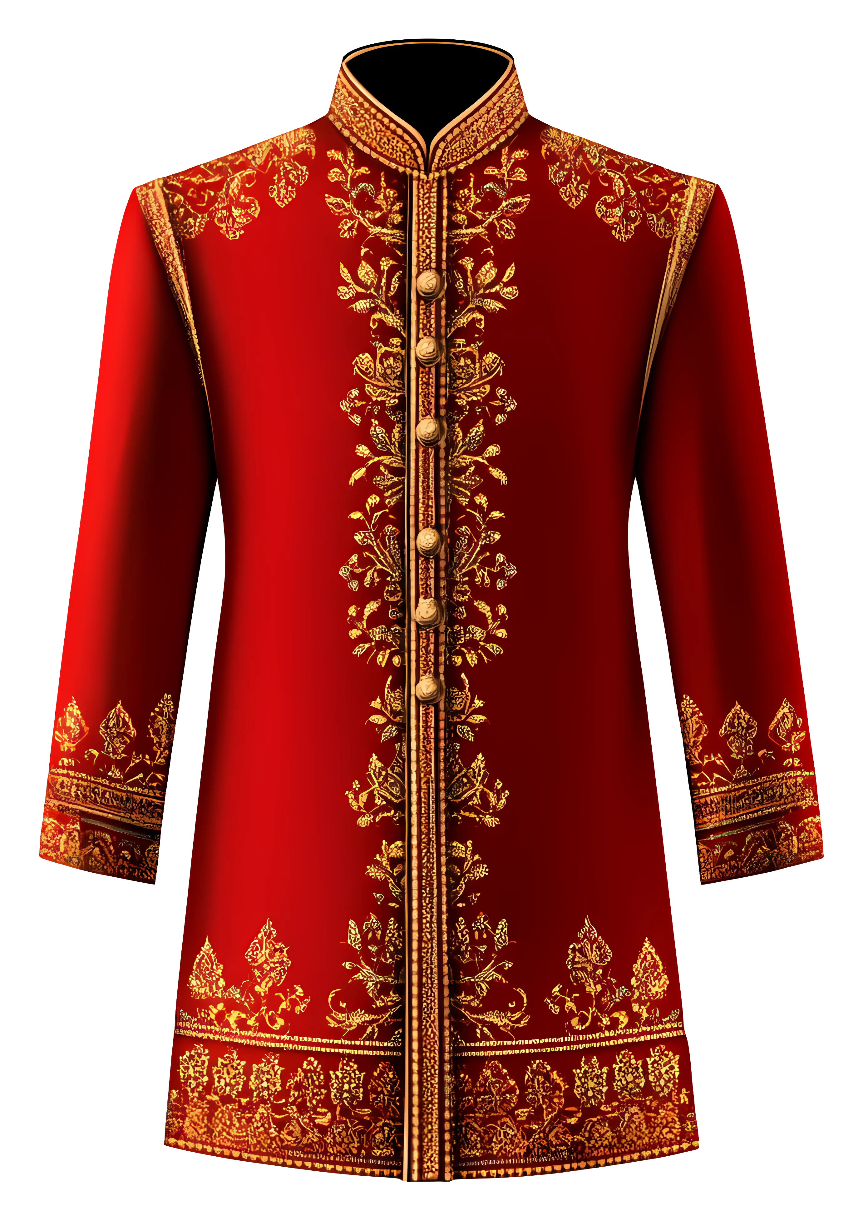 Red Embroidered Jacket with Gold Details