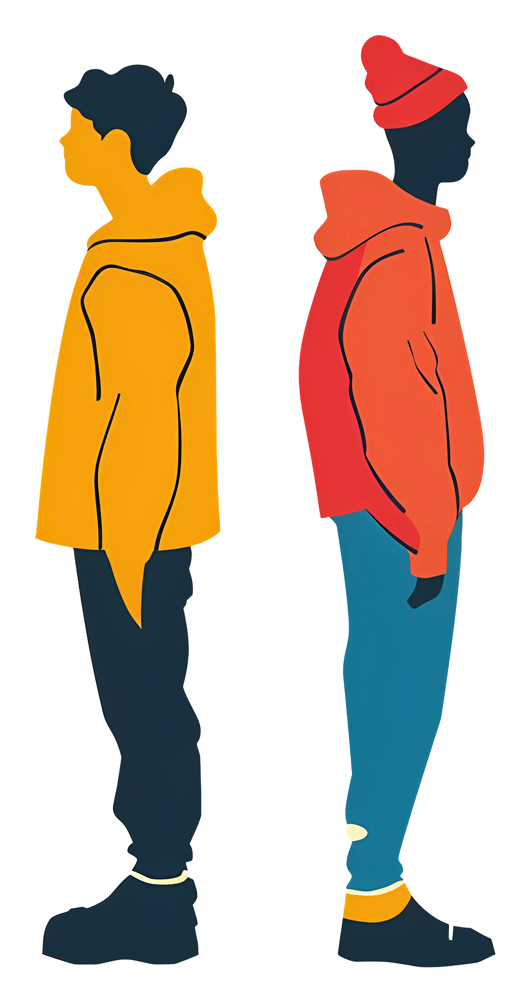 Two People in Hoodies Standing