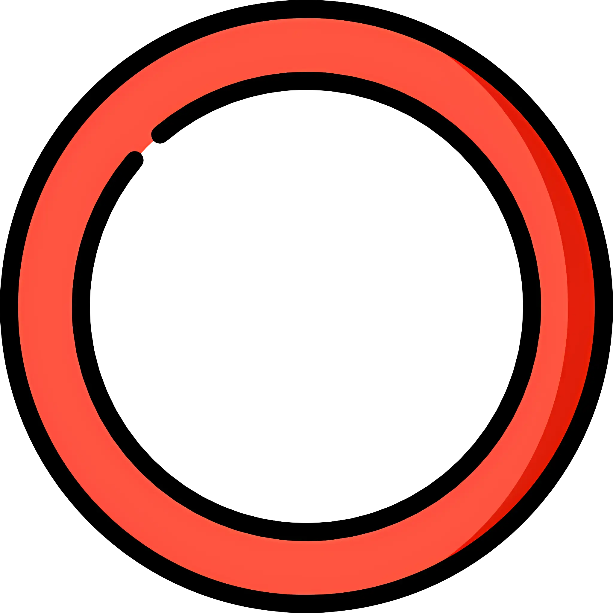 Red Circular Shape with Bold Border