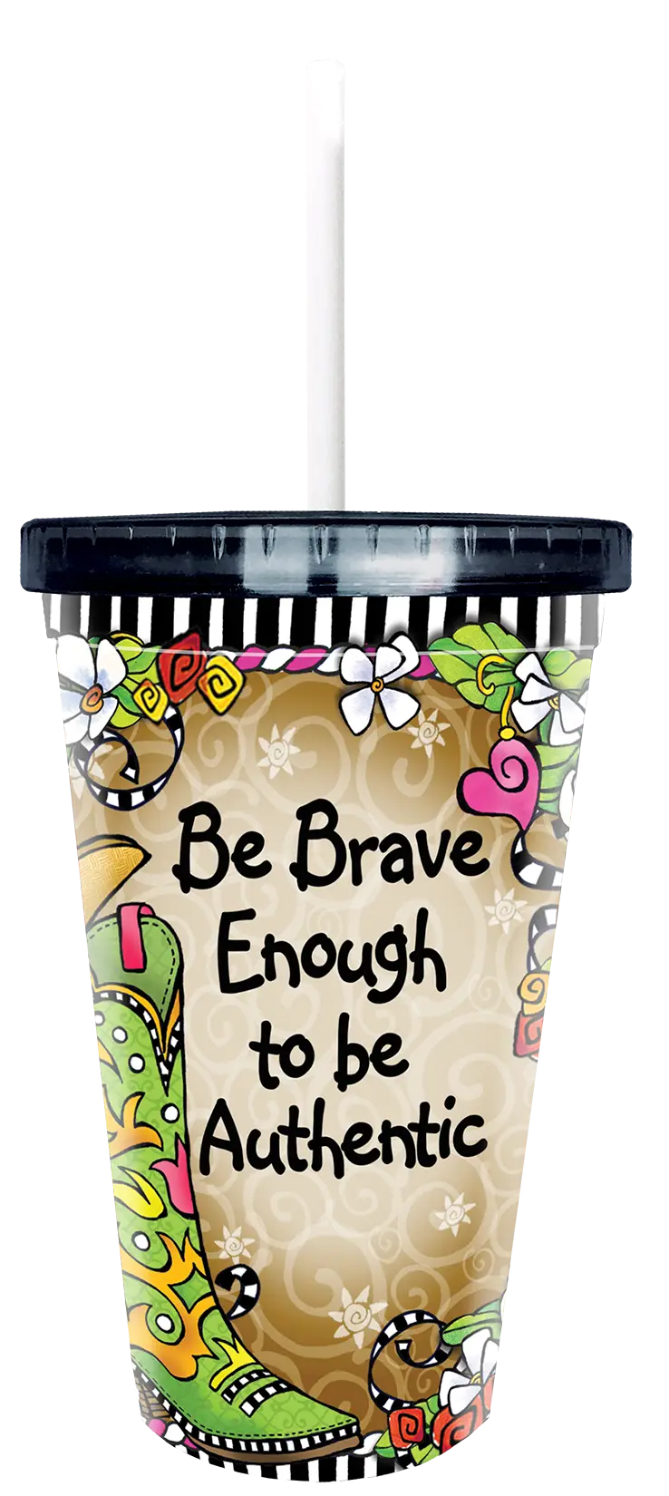 Motivational Quote Cup with Straw