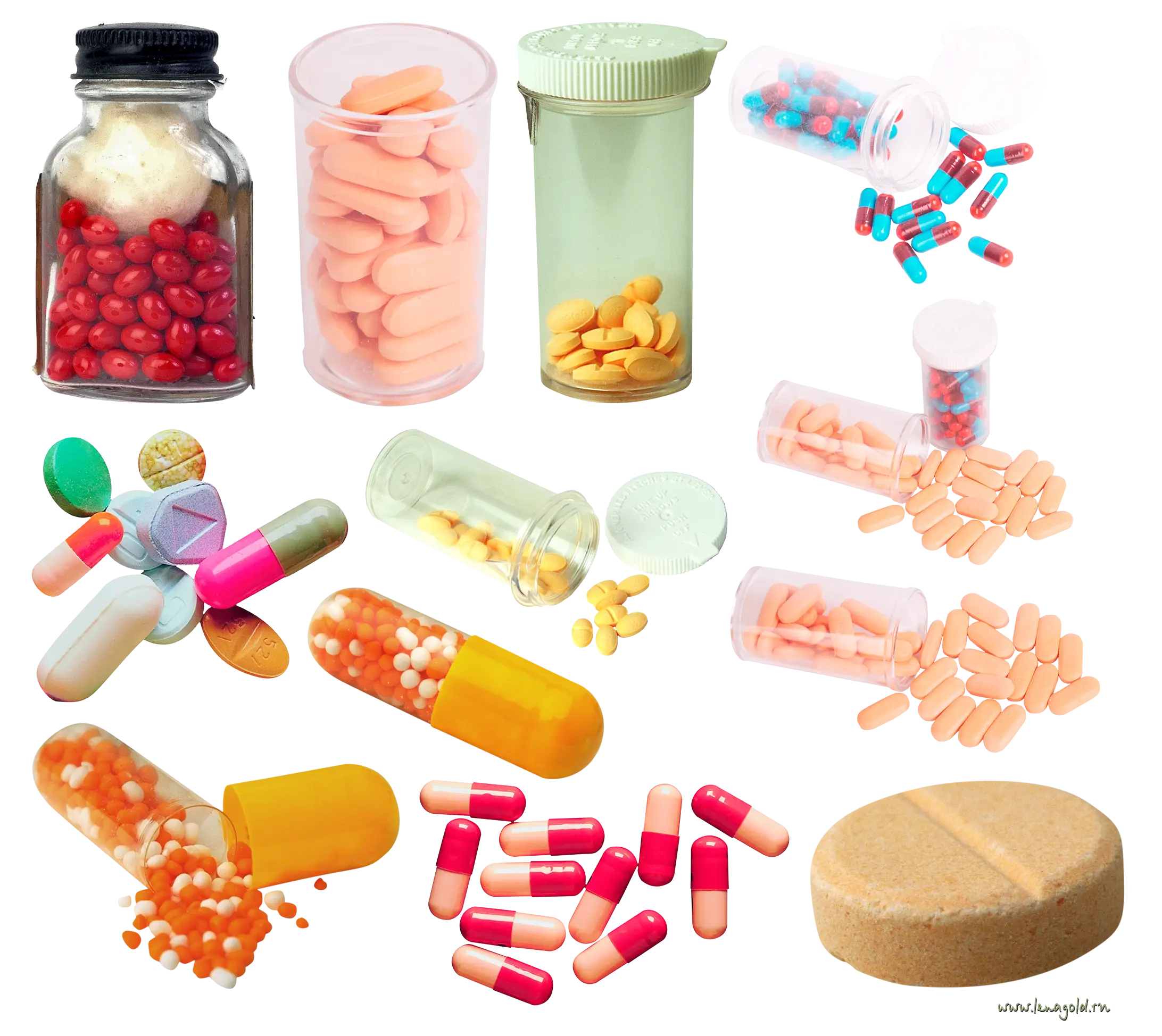 Collection of Pills, Capsules, and Medicine Bottles