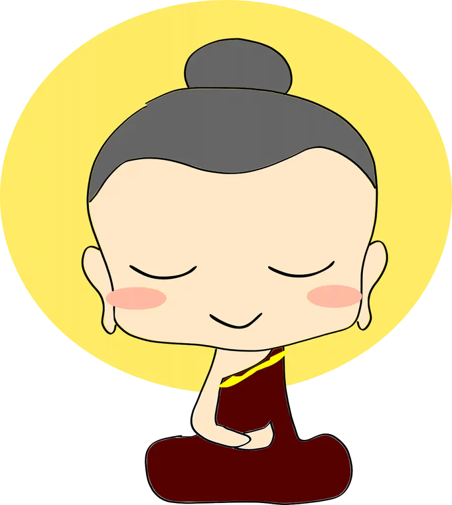 Cartoon Meditating Monk Depicting Zen and Serenity