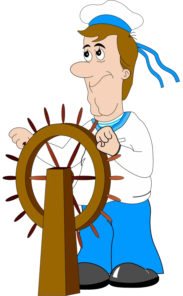 Cartoon Sailor with Ship Wheel