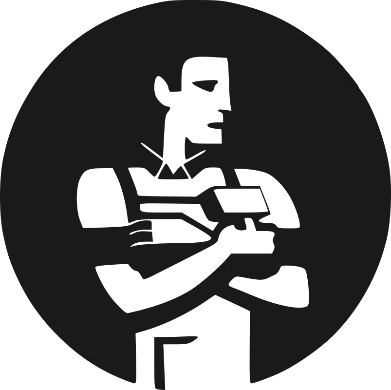 Black and White Worker Silhouette Icon