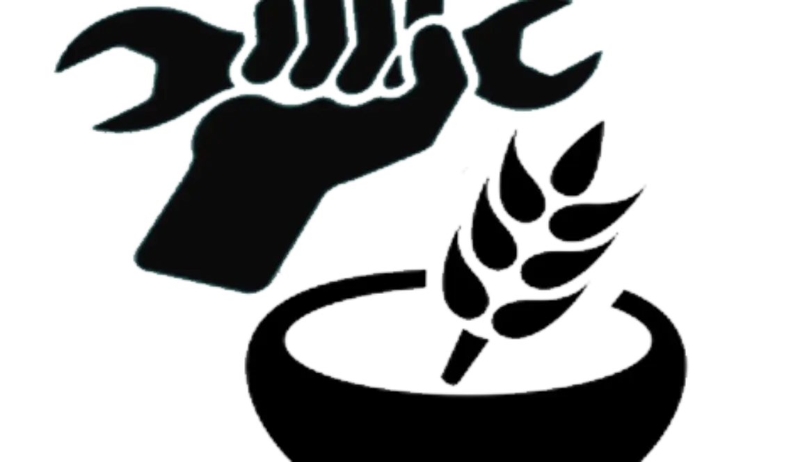 Black Hand with Wrench and Wheat Icon