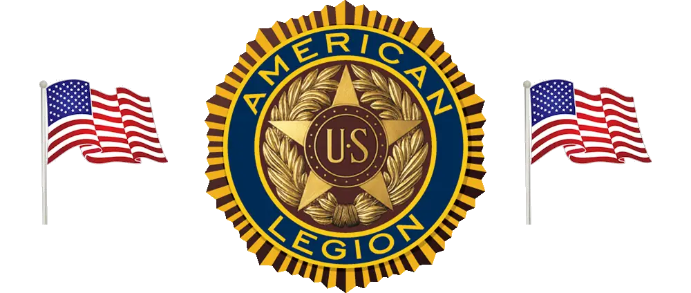 American Legion Emblem with US Flags
