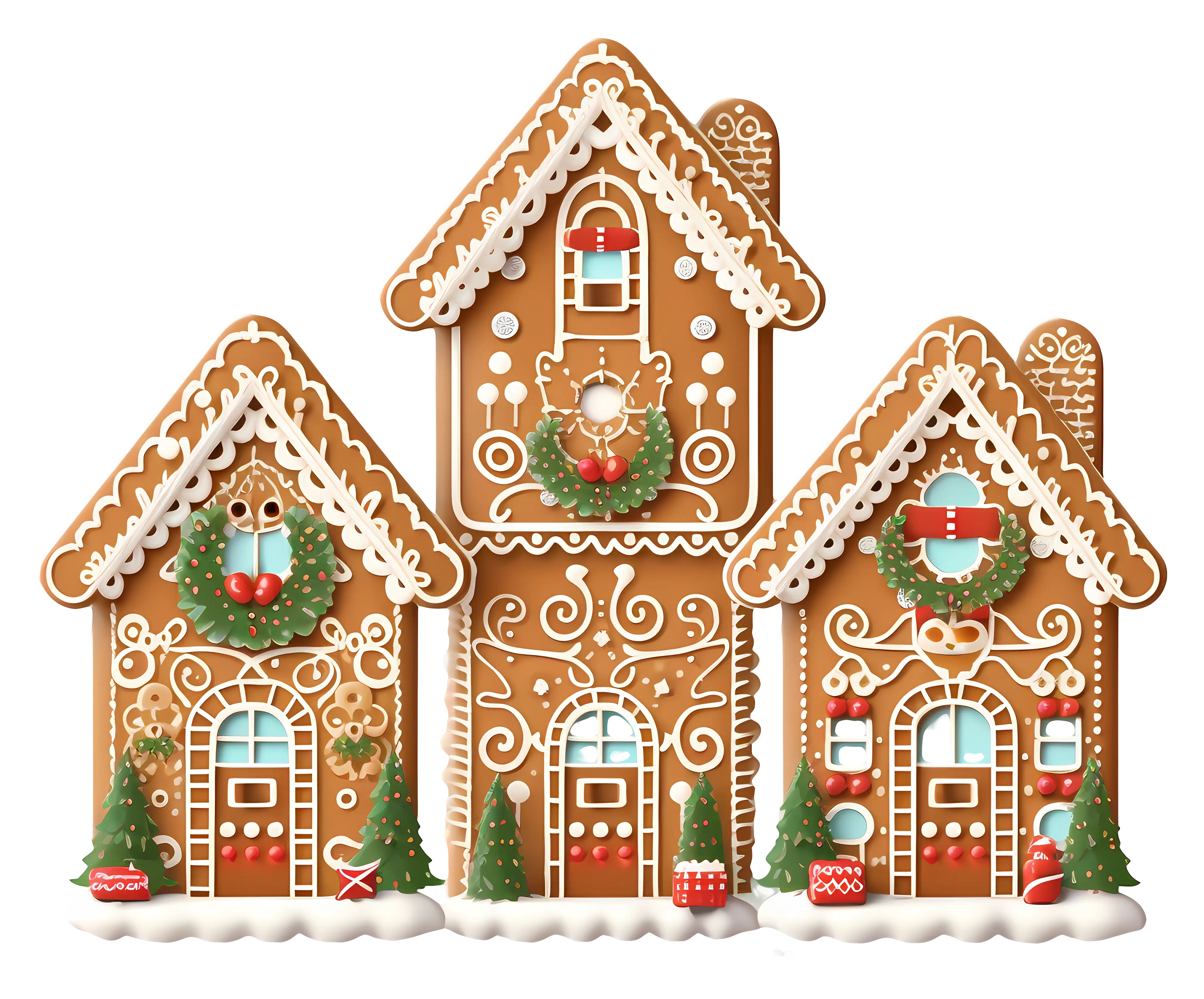 Gingerbread Houses with Festive Decorations
