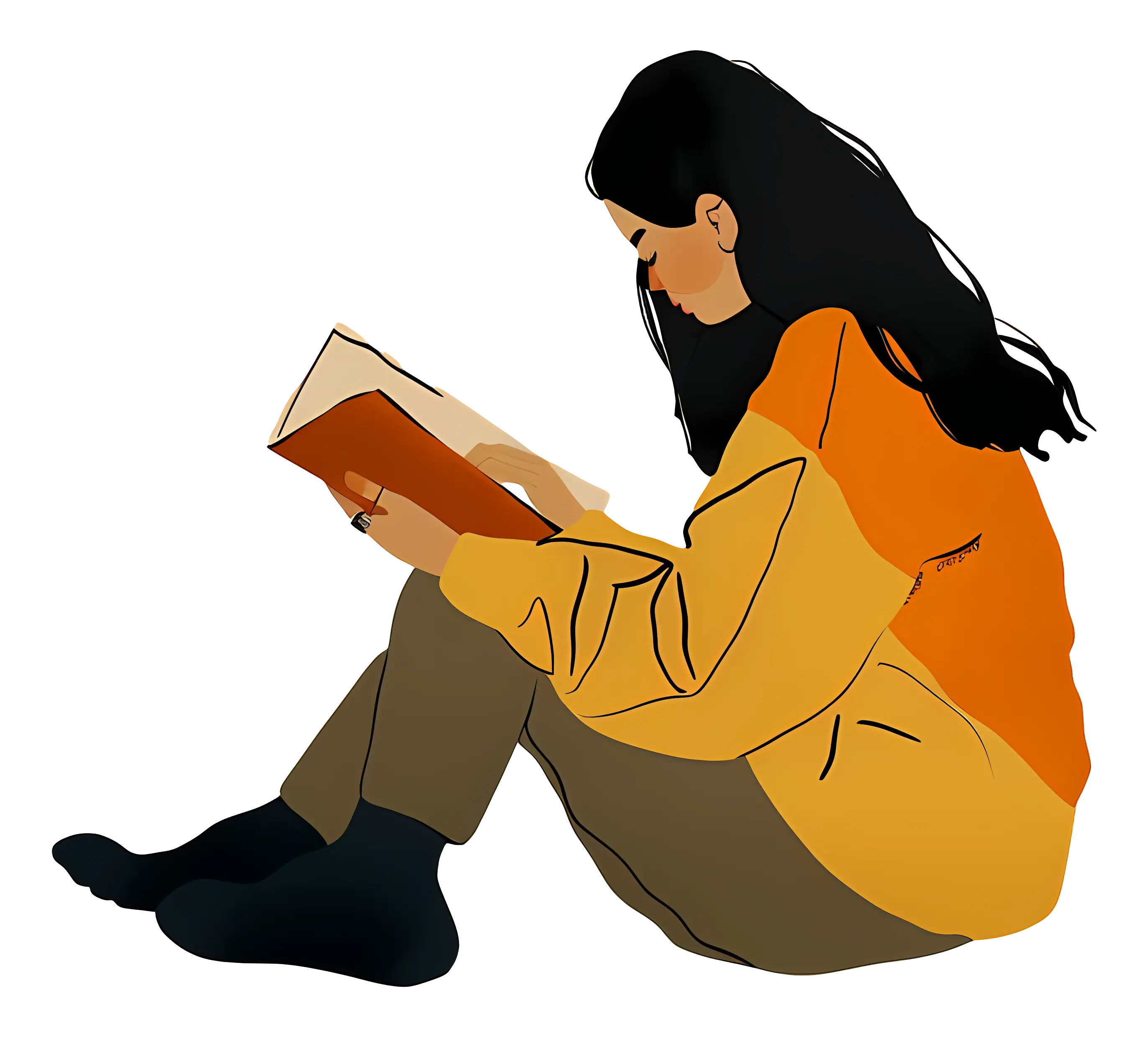 Illustration of a Woman Reading a Book