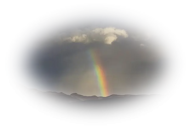 Landscape with Rainbow in the Sky