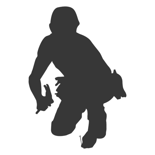 Silhouette of a Worker with Tools