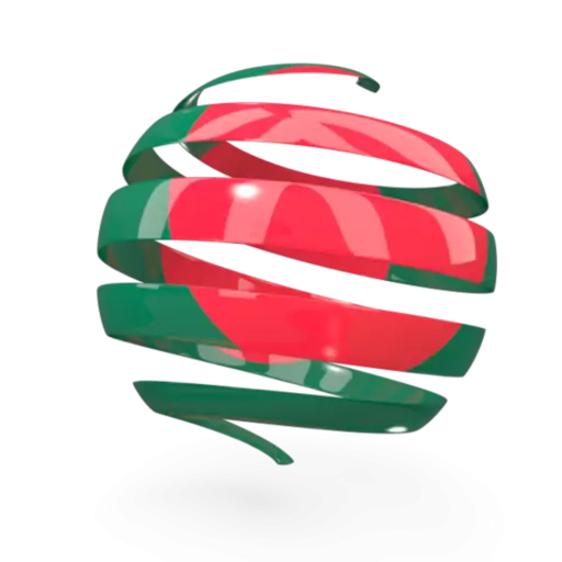 3D Red and Green Ribbon Sphere
