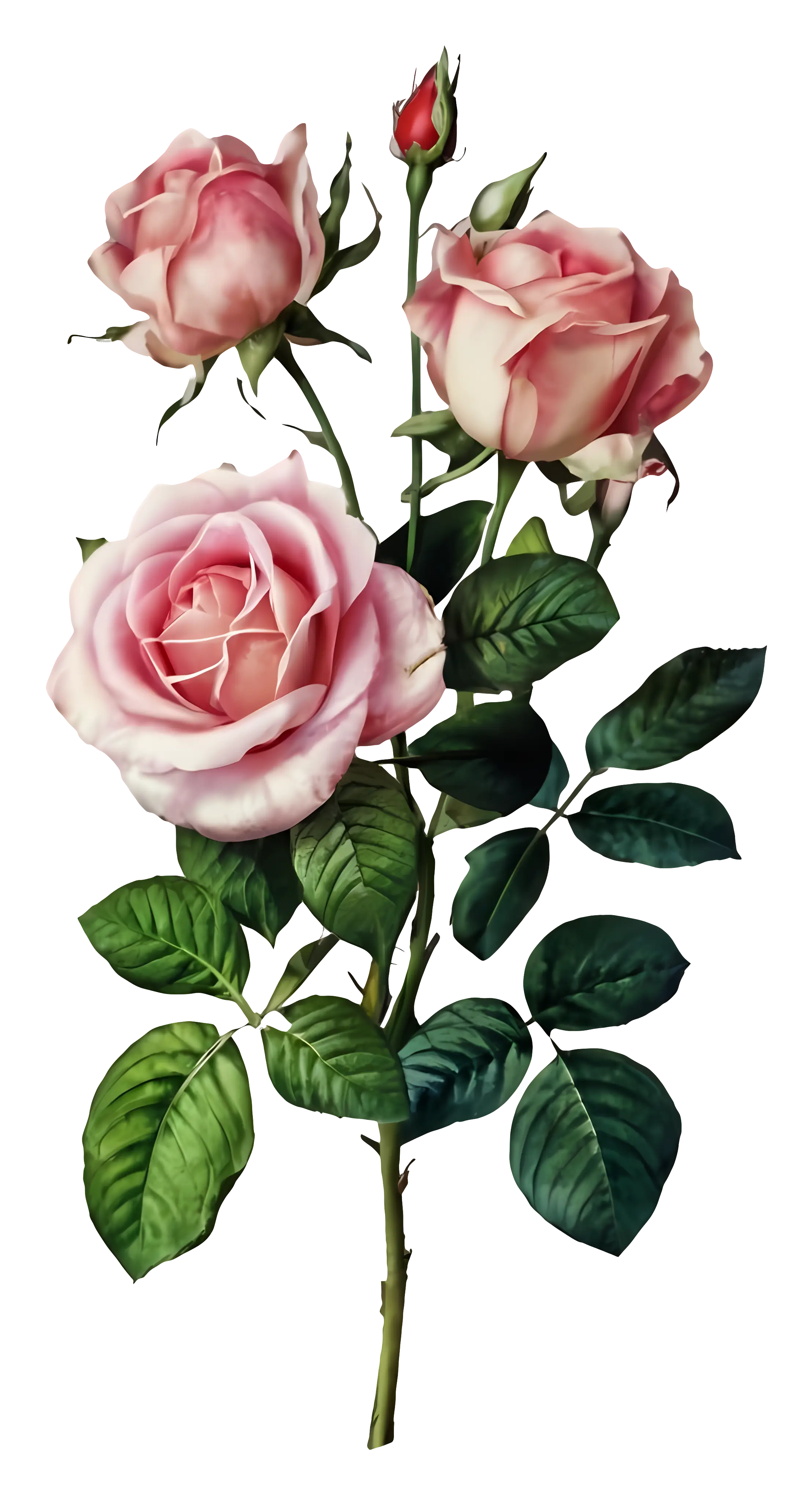 Illustration of Pink Roses in Bloom