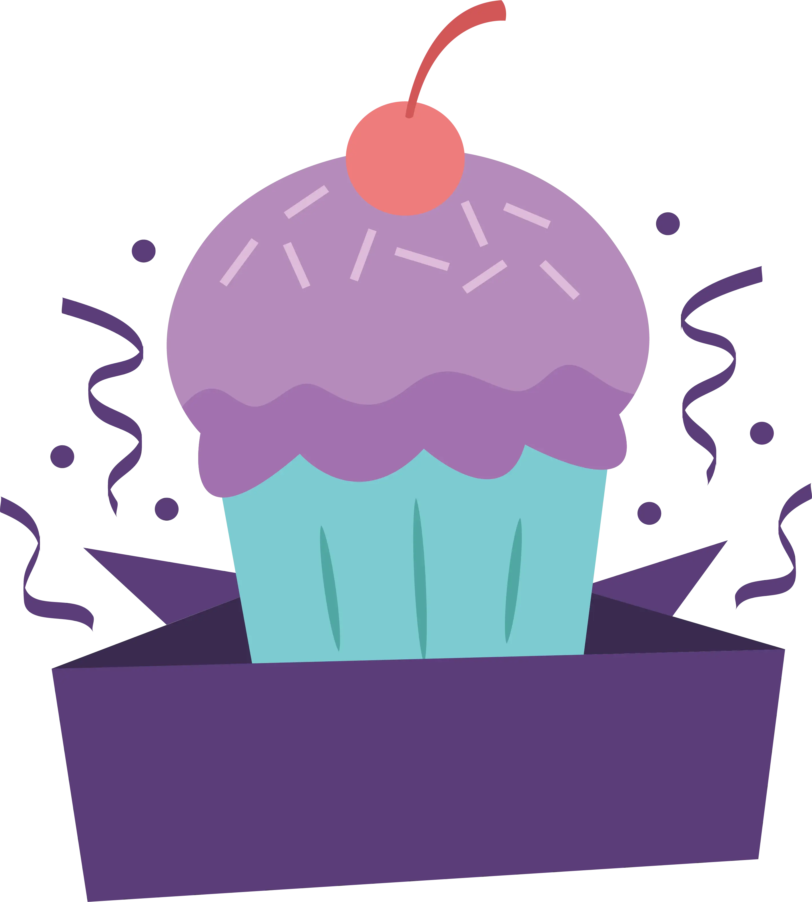 Purple Cupcake with Cherry on Top
