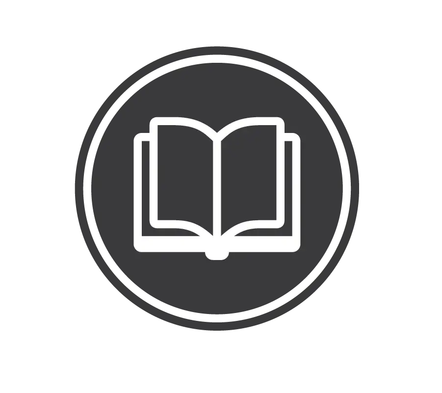 Open Book Icon in Black Circle