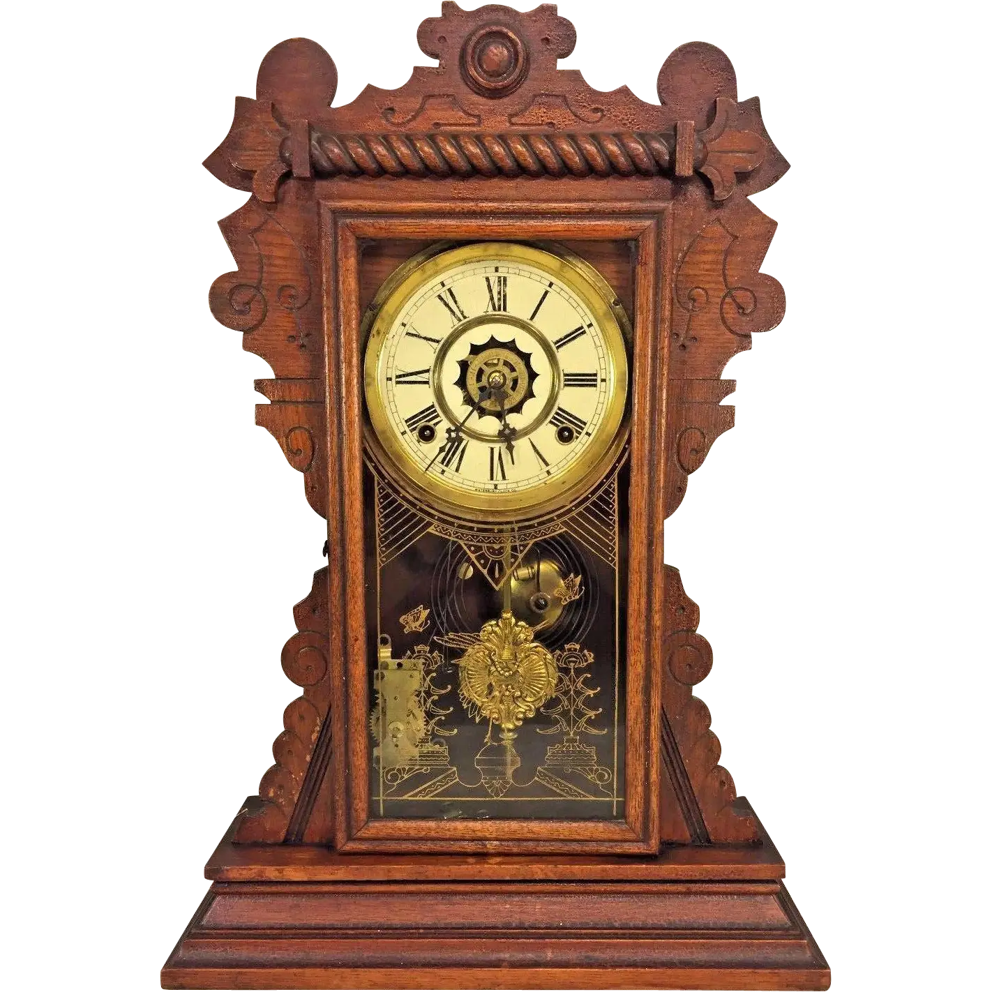 Vintage Wooden Clock with Ornate Design