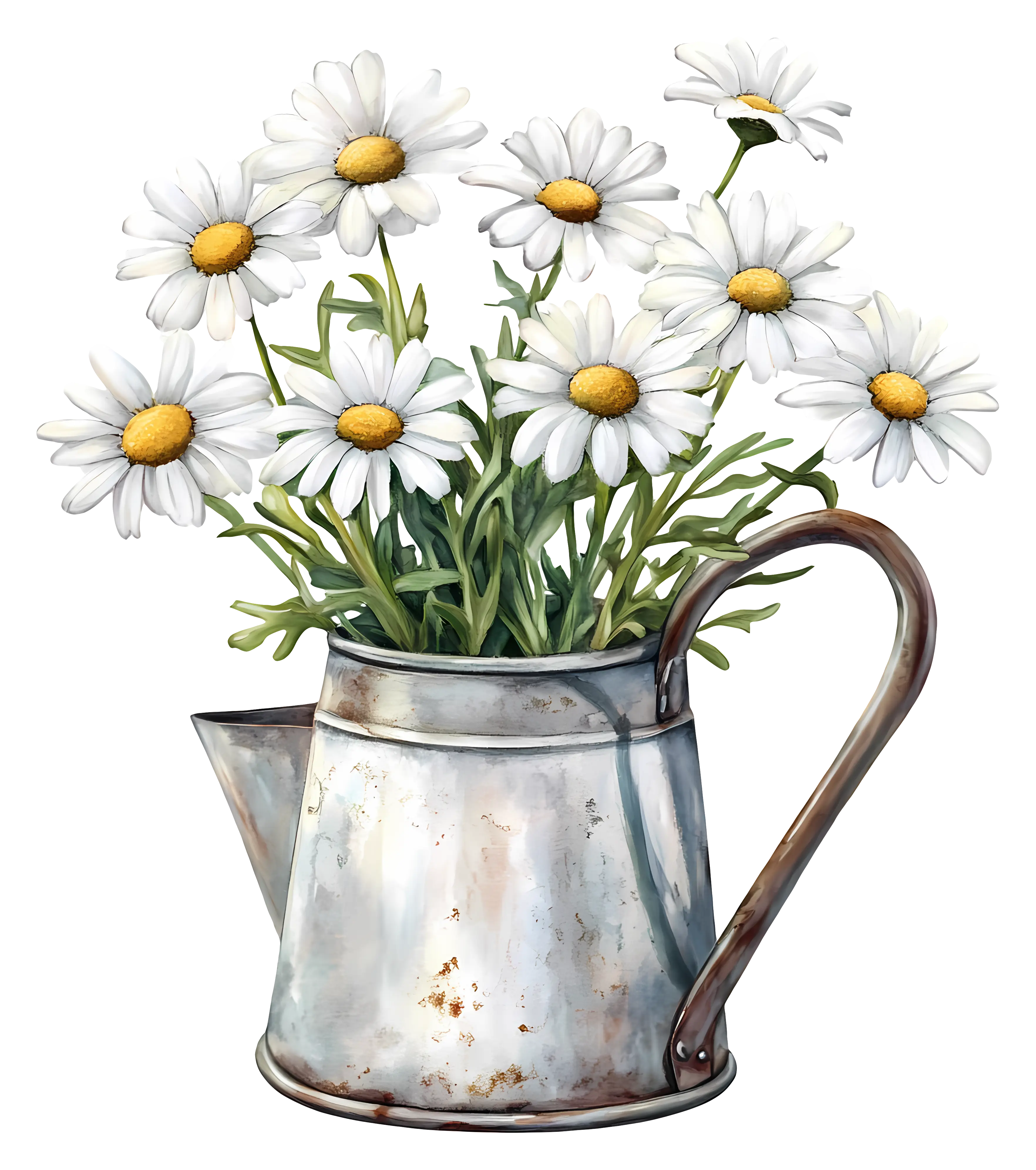 Daisies in Rustic Watering Can