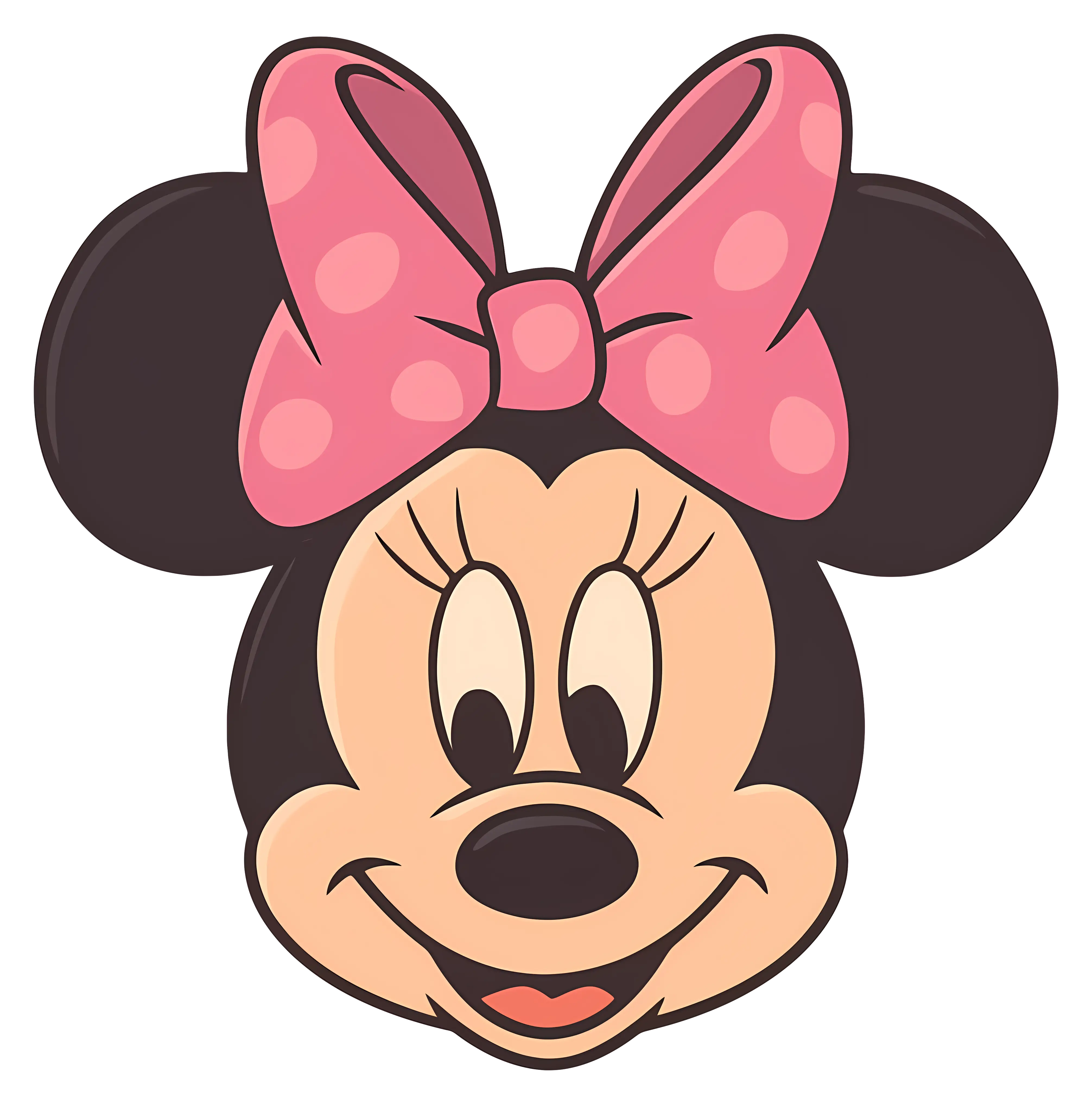 Minnie Mouse Cartoon Face with Pink Bow