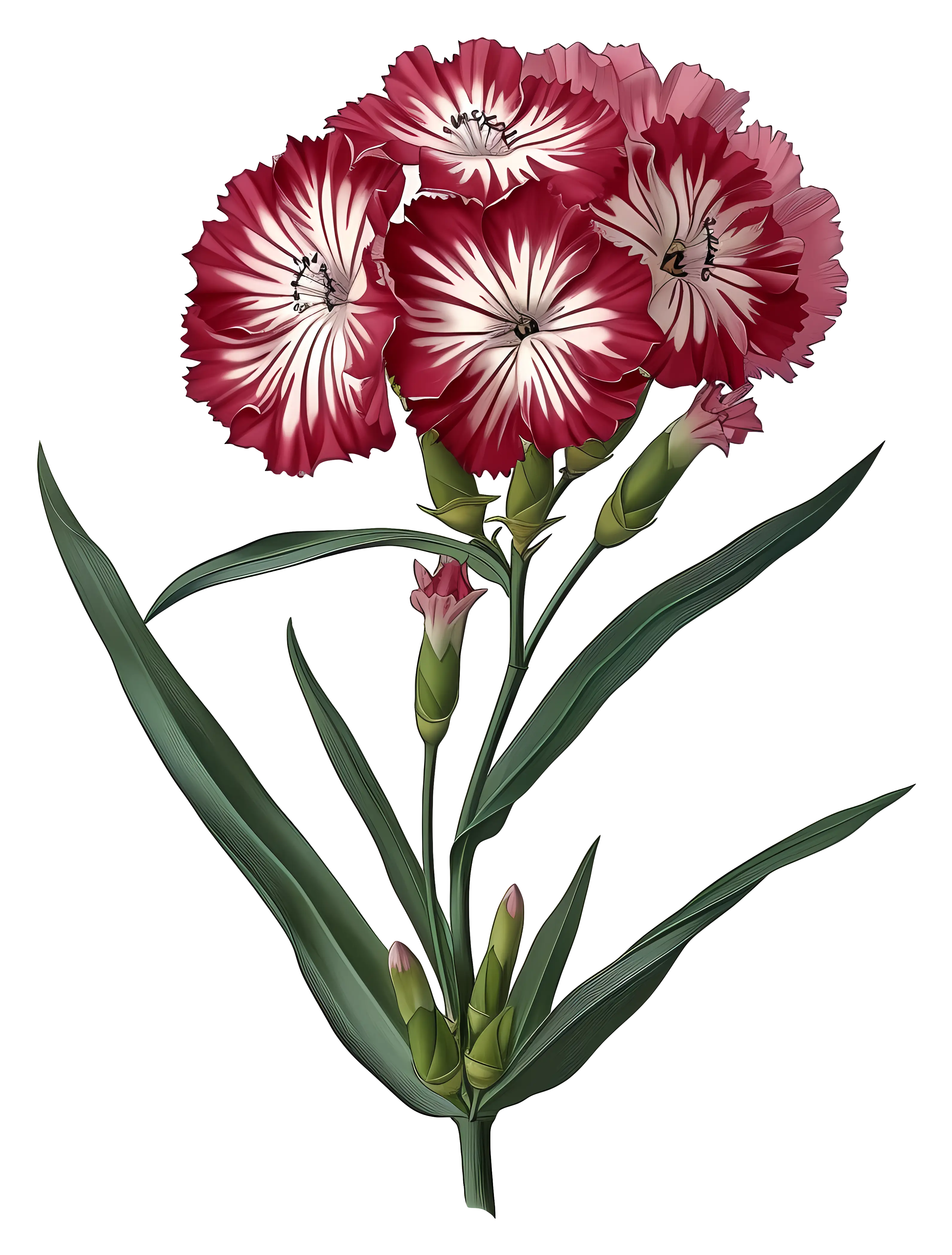 Beautiful Red and White Carnation Flowers