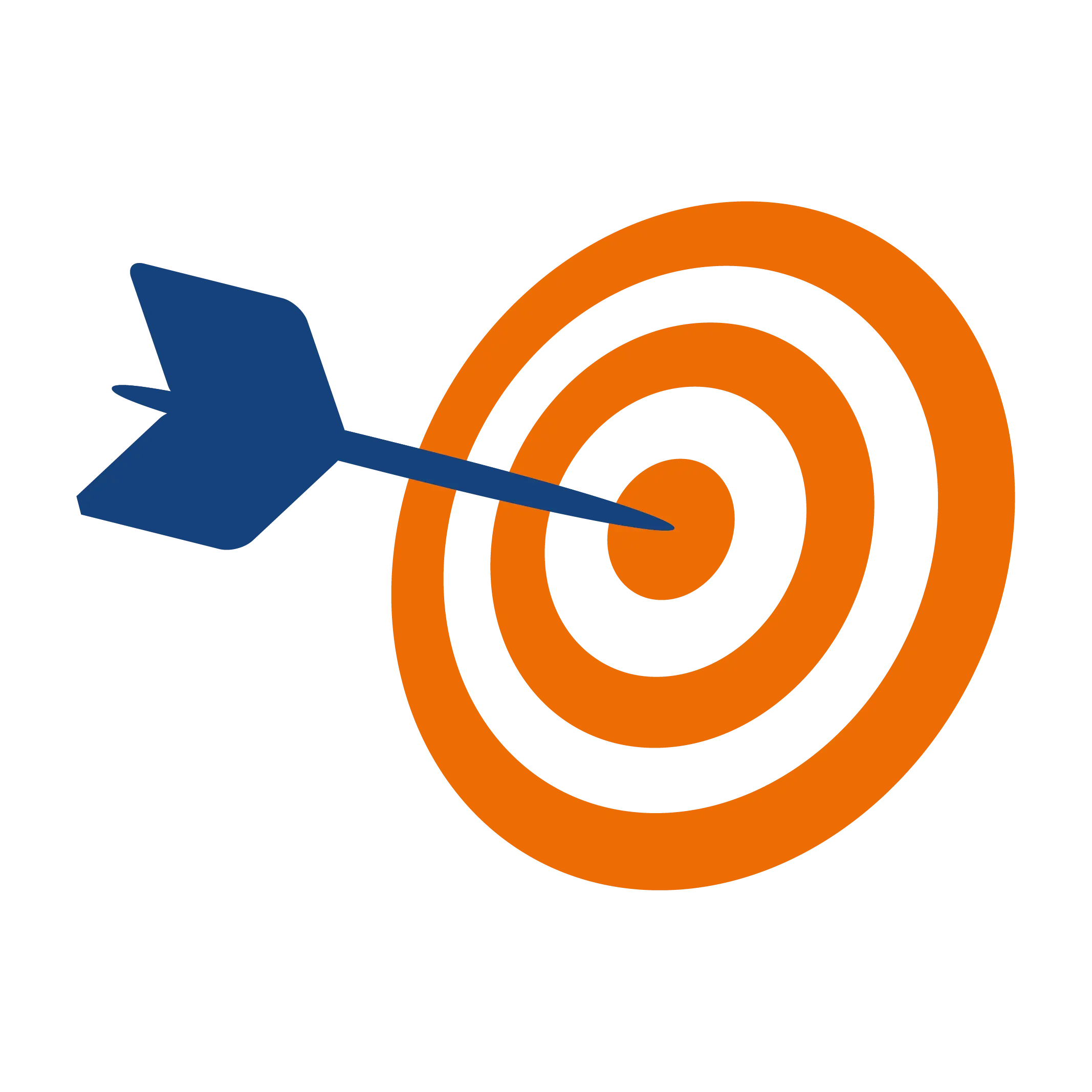 Orange and White Target with Blue Arrow