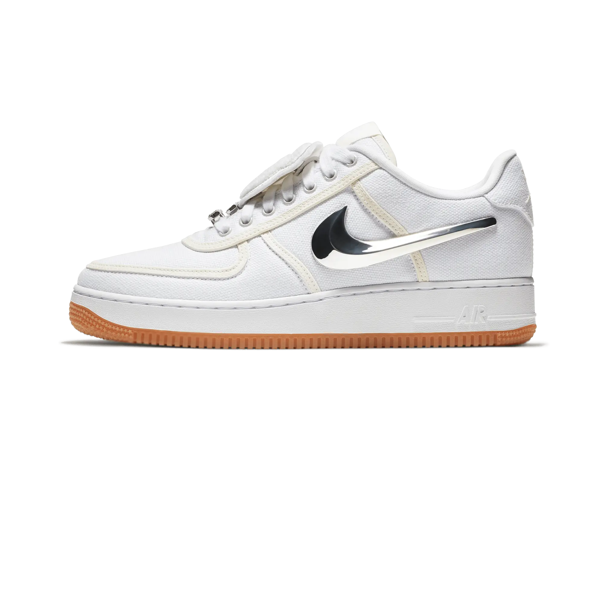 White Sneaker with Black Swoosh Design