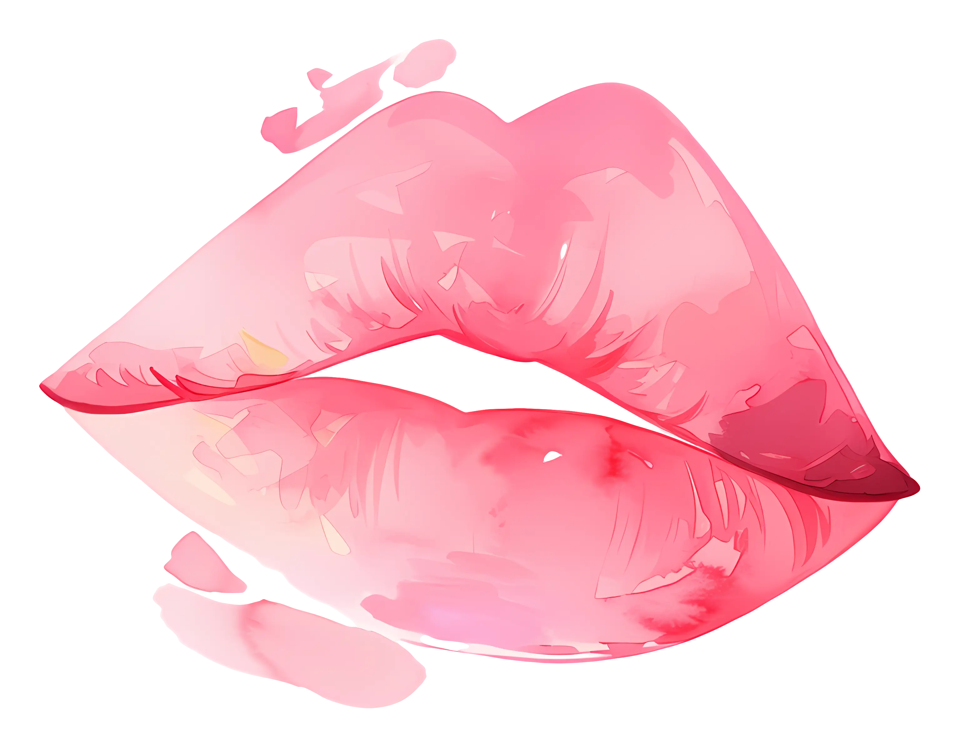 Watercolor Pink Lips Illustration