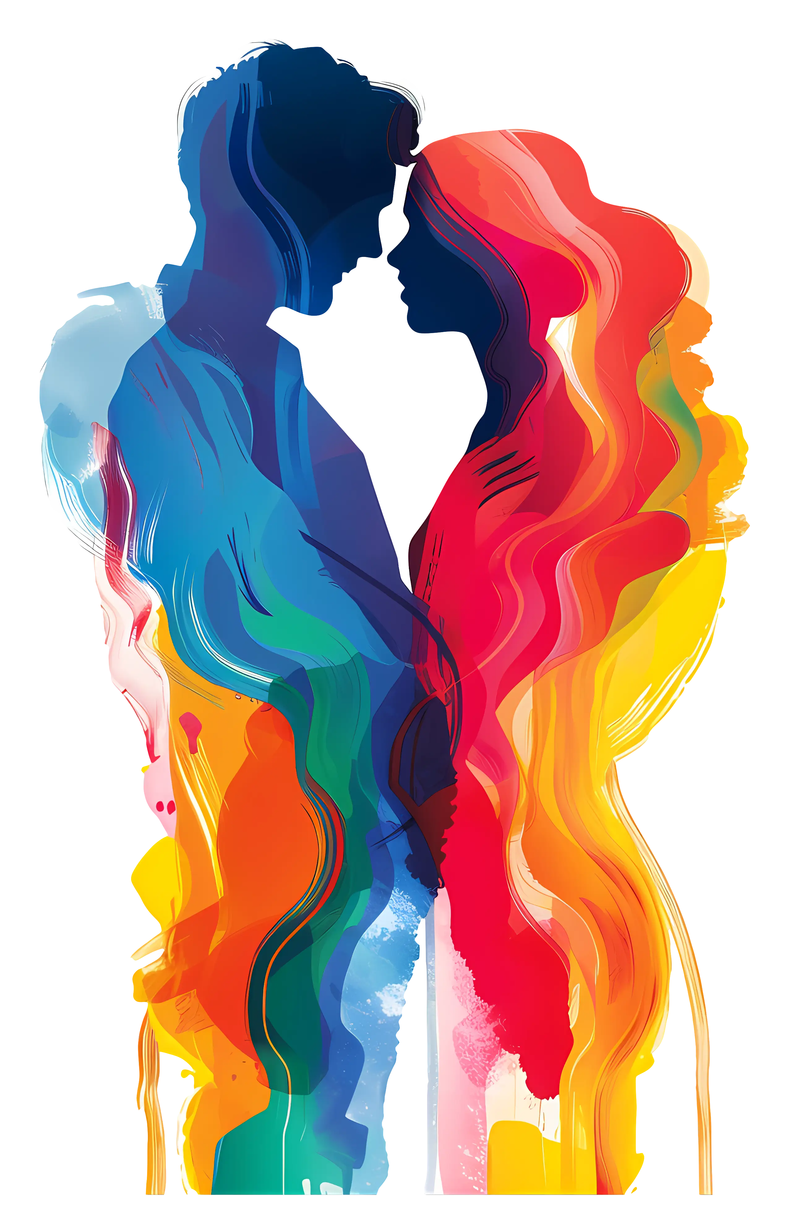 Colorful Abstract Silhouette of a Romantic Couple