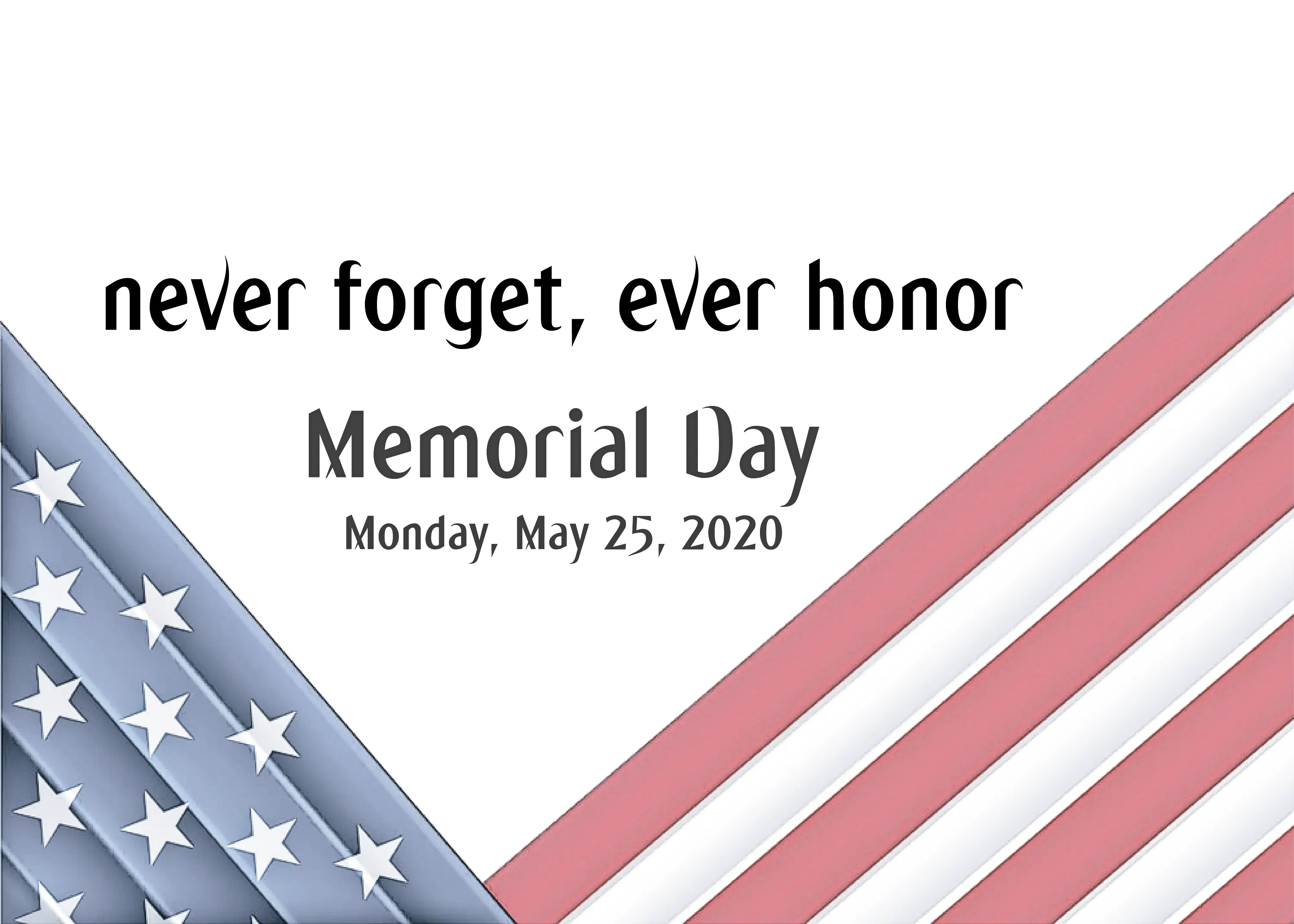 Memorial Day Card with USA Flags and Text