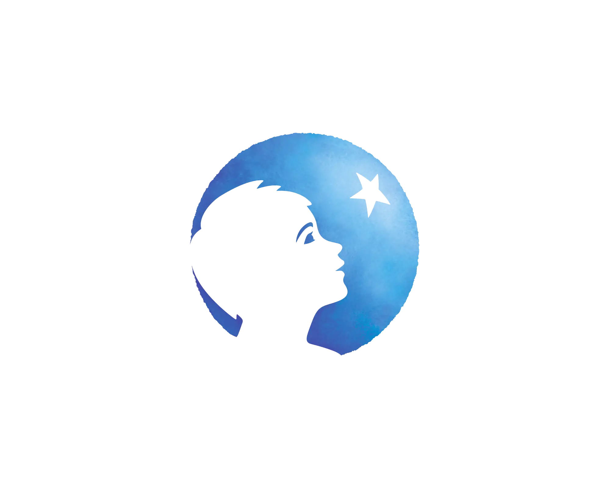 Blue Profile Silhouette with Star