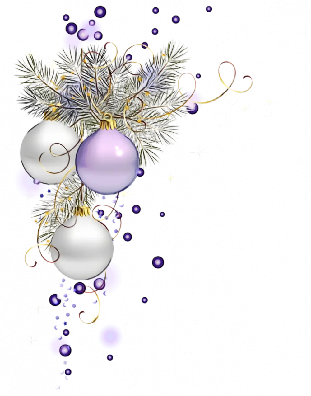 Christmas Ornaments on Pine Branches