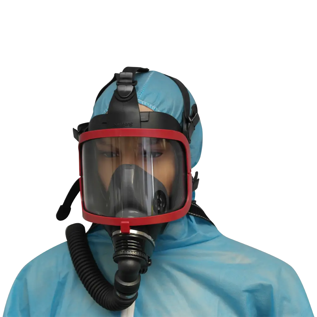 Person in protective gear with mask
