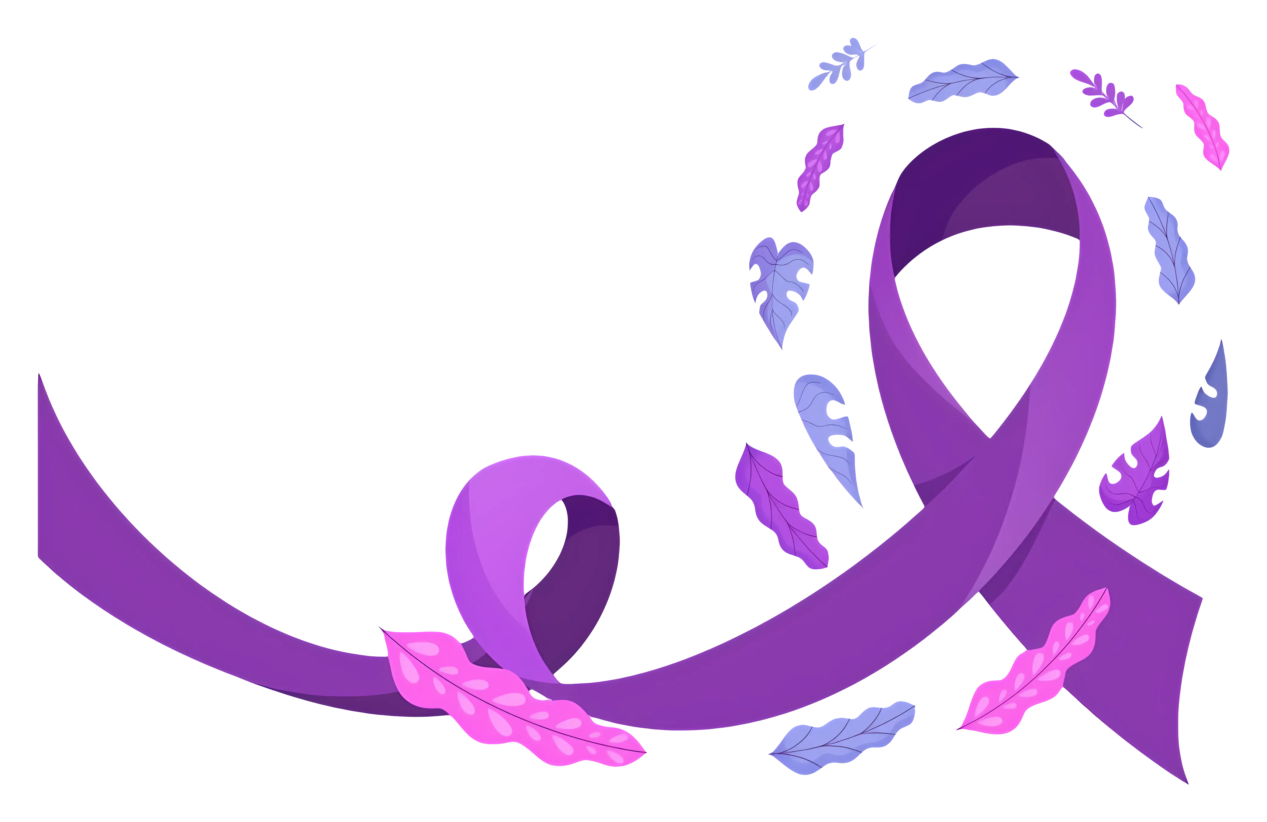 Purple Awareness Ribbon with Decorative Elements