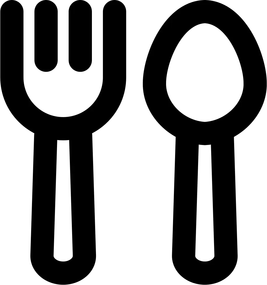 Black Fork and Spoon Icon Illustration